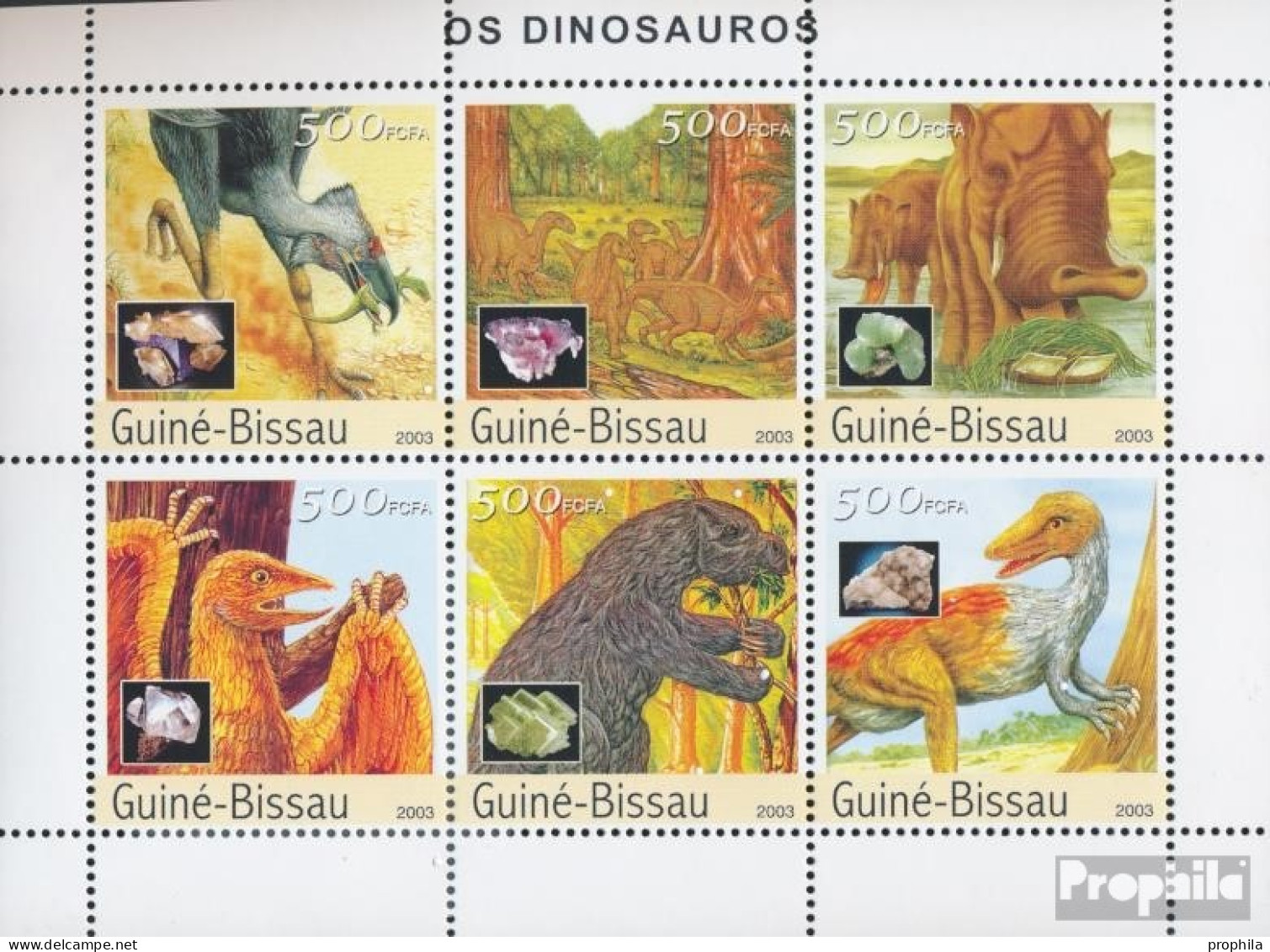 Guinea-Bissau 2496-2501 Kleinbogen (kompl. Ausgabe) Postfrisch 2003 Dinosaurier - Guinée-Bissau