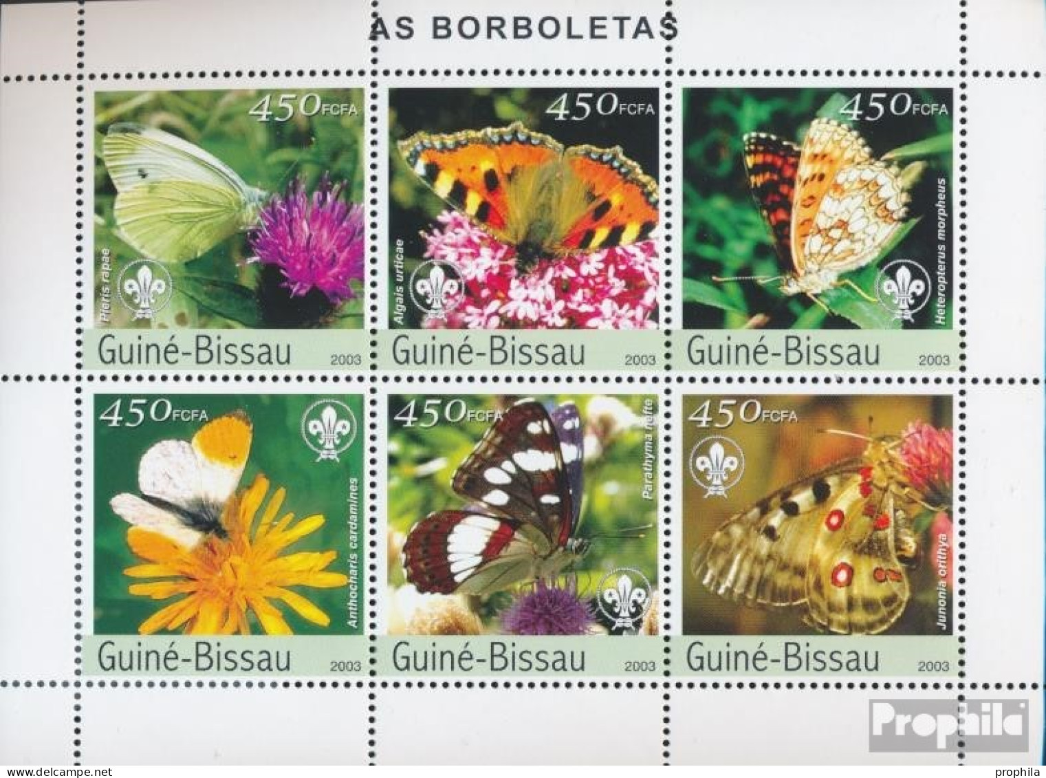 Guinea-Bissau 2482-2487 Kleinbogen (kompl. Ausgabe) Postfrisch 2003 Schmetterlinge - Guinée-Bissau