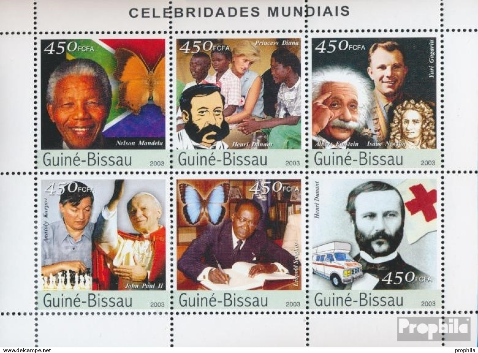 Guinea-Bissau 2421-2426 Kleinbogen (kompl. Ausgabe) Postfrisch 2003 Prominente - Guinée-Bissau