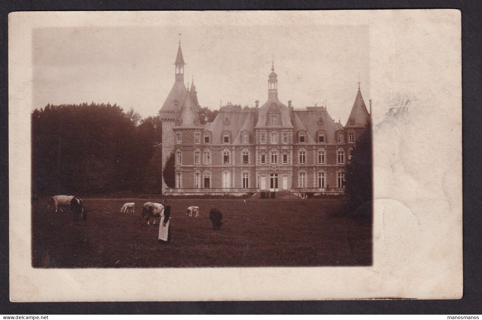 DDFF 645 -- Carte Photo D'un Chateau - TP Armoiries T2R CHAUMONT-GISTOUX 1911 Vers Namur - Coba 15 EUR S/TP Détaché - 1893-1907 Armarios