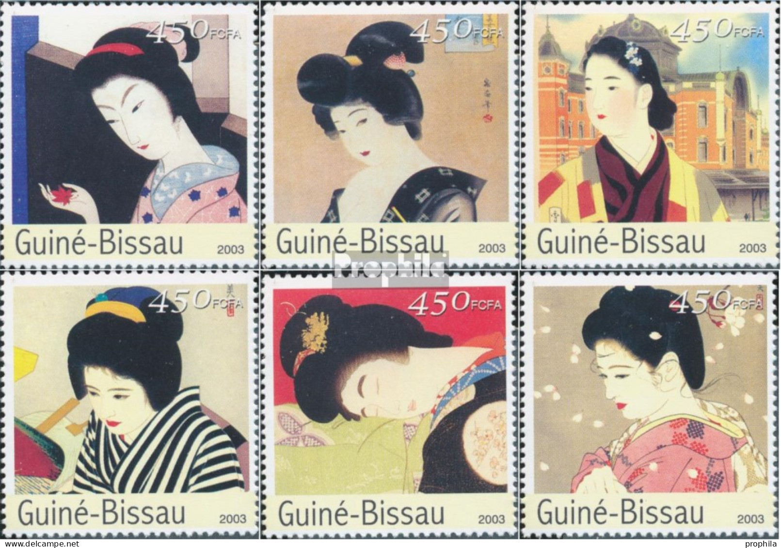 Guinea-Bissau 2401-2406 (kompl. Ausgabe) Postfrisch 2003 Japanische Kunst - Guinée-Bissau