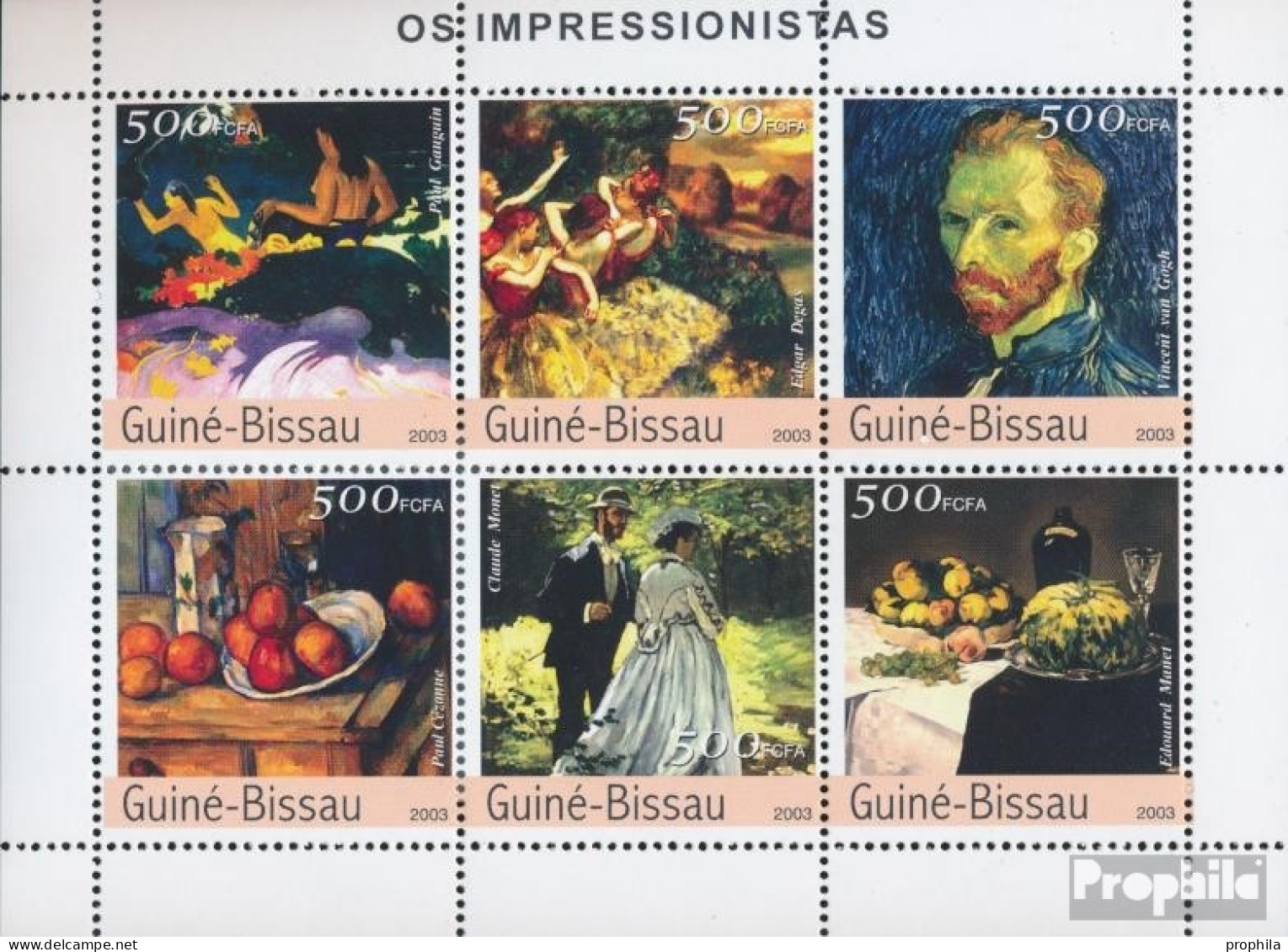 Guinea-Bissau 2321-2326 Kleinbogen (kompl. Ausgabe) Postfrisch 2003 Impressionisten - Guinée-Bissau