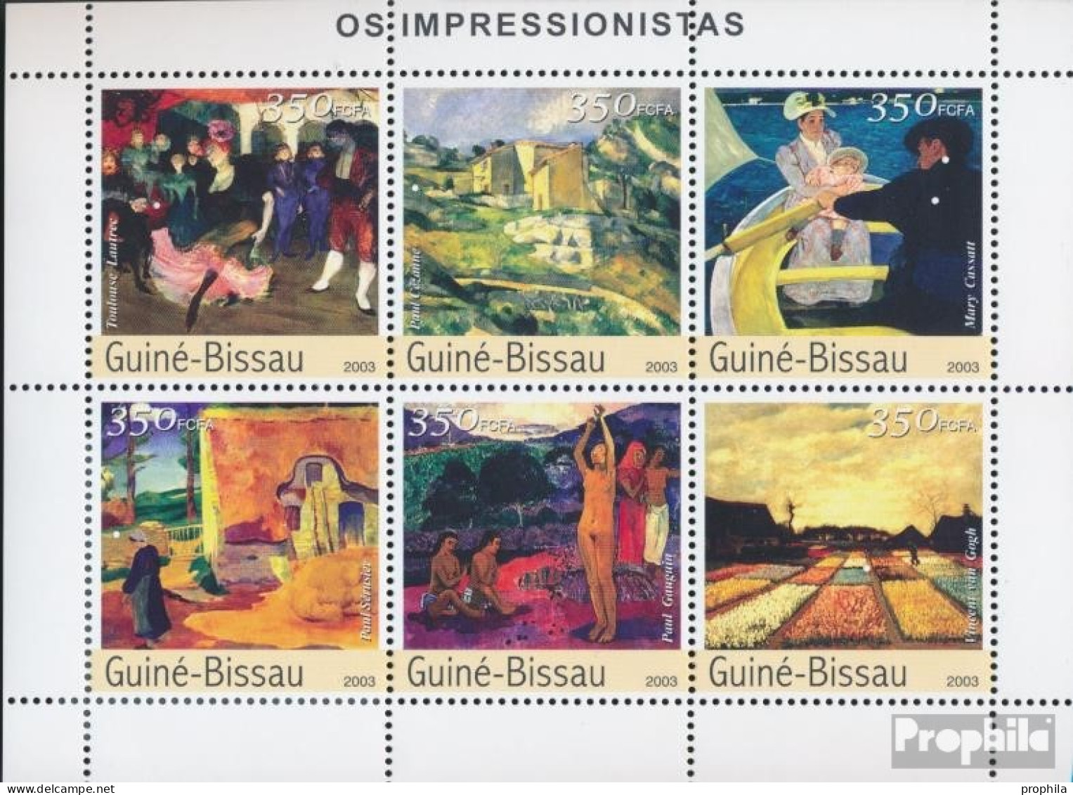 Guinea-Bissau 2309-2314 Kleinbogen (kompl. Ausgabe) Postfrisch 2003 Impressionisten - Guinée-Bissau