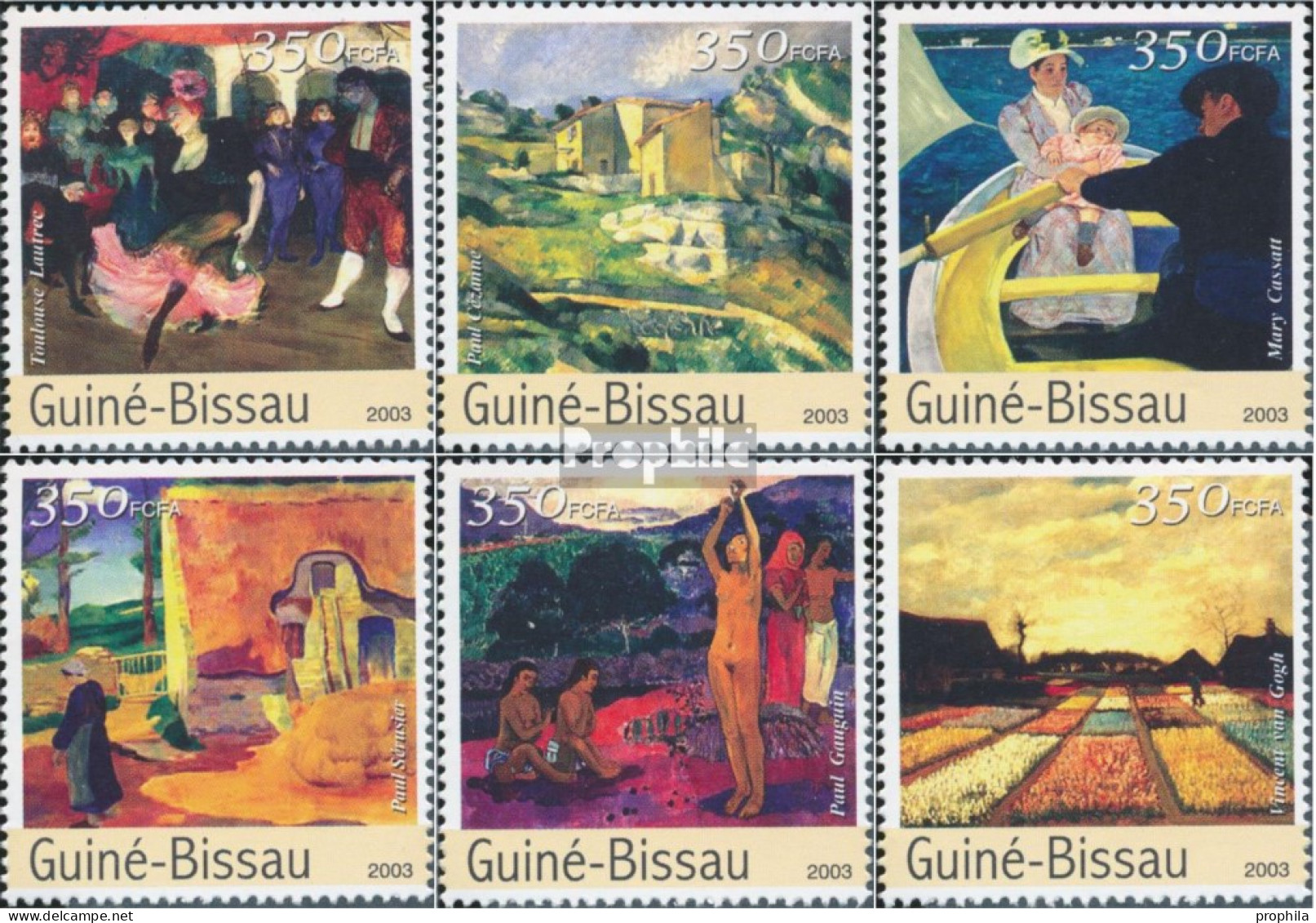 Guinea-Bissau 2309-2314 (kompl. Ausgabe) Postfrisch 2003 Impressionisten - Guinée-Bissau