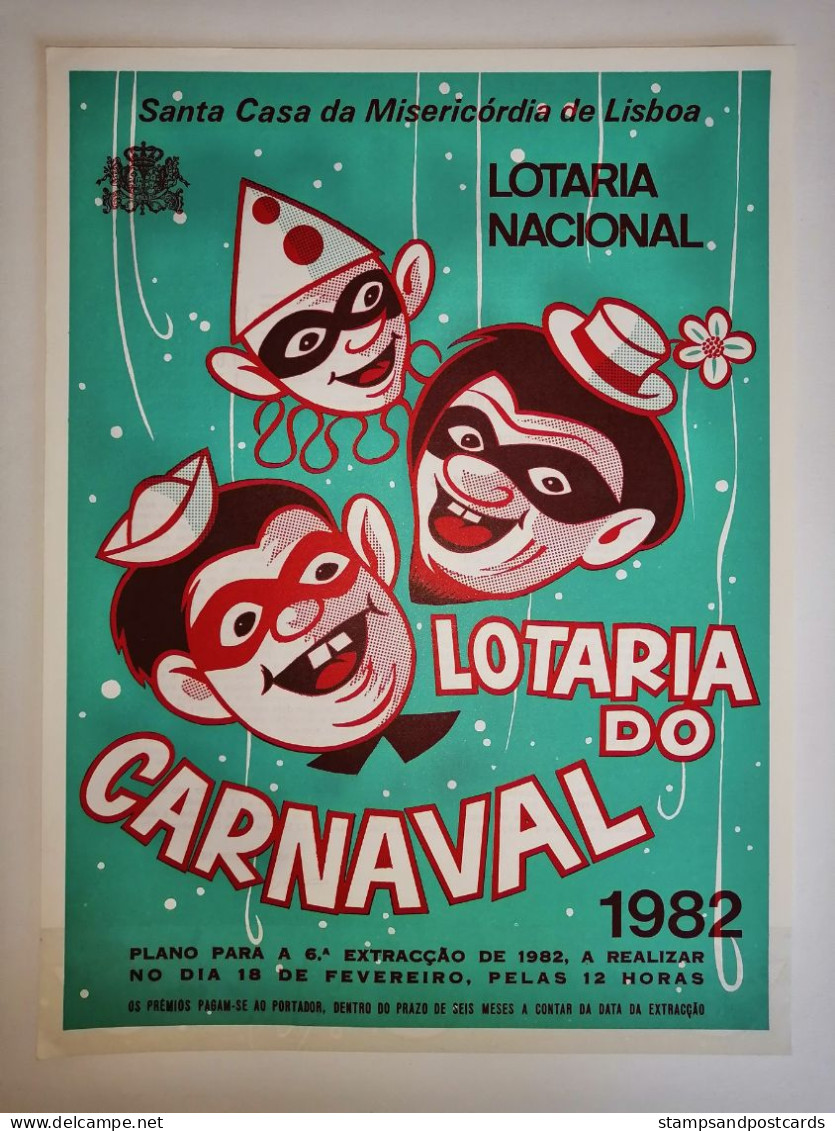 Portugal Loterie Carnaval Avis Officiel Affiche 1982 Loteria Lottery Carnival  Official Notice Poster - Biglietti Della Lotteria