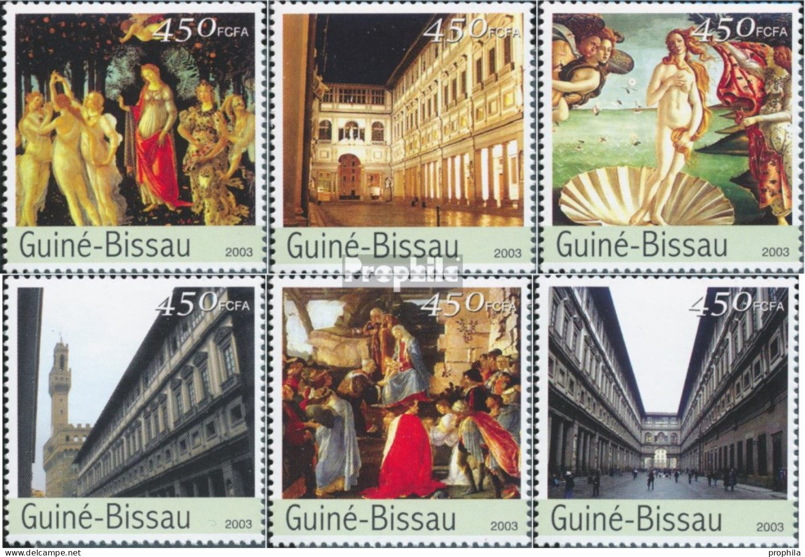 Guinea-Bissau 2285-2290 (kompl. Ausgabe) Postfrisch 2003 Uffizien Florenz - Guinée-Bissau