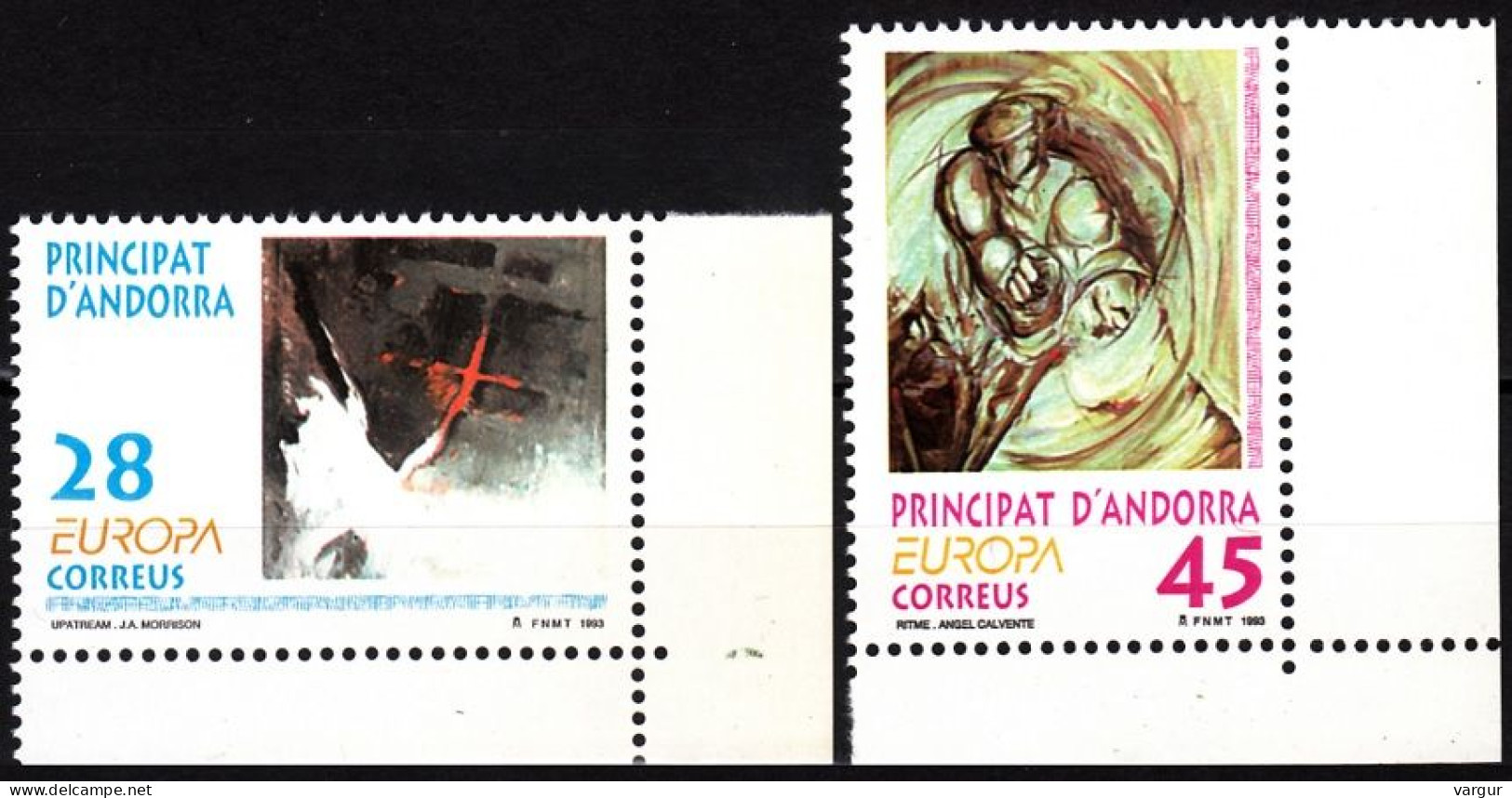 ANDORRA (Spanish) 1993 EUROPA: Modern Paintings. CORNER, MNH - 1993