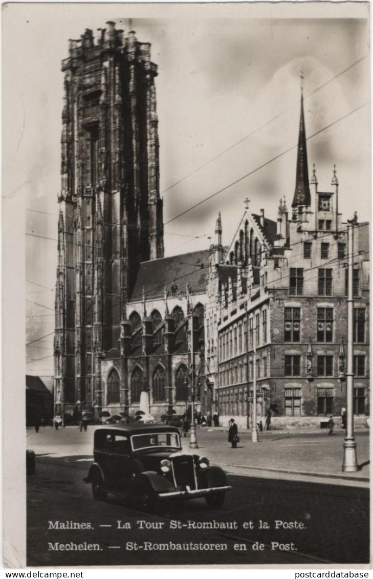 Mechelen - St-Rombautstoren En De Post - & Old Cars - Malines