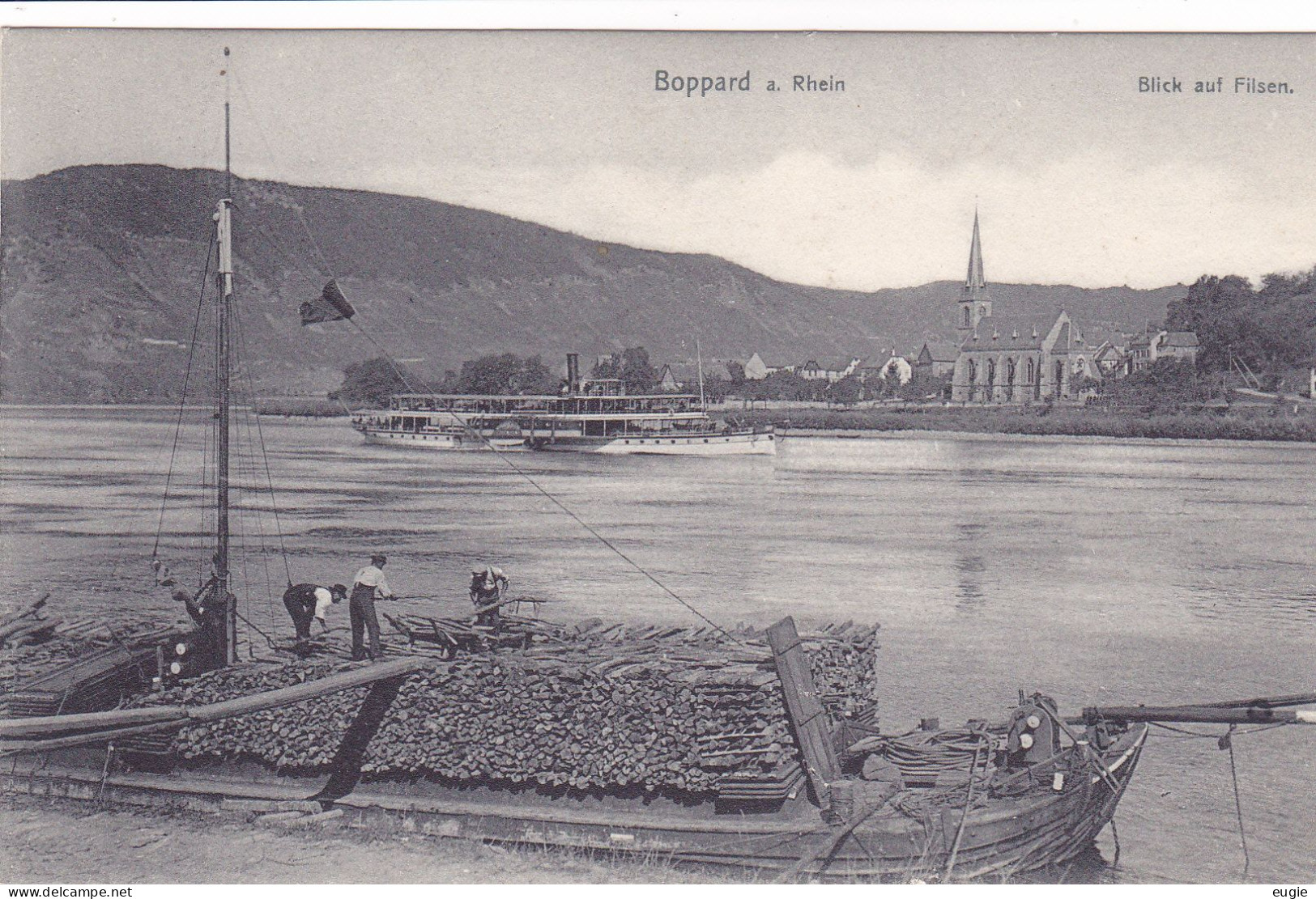 3317/ Boppard A. Rhein, Blick Auf Filsen, Schip Met Houten Stammen - Boppard