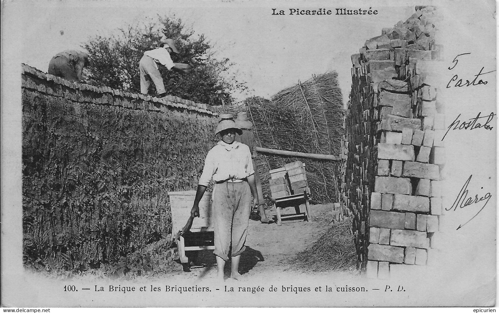 La Brique Et Les Briquetiers  La Picardie Illustrée 5 Cartes Collection Compléte - Otros & Sin Clasificación