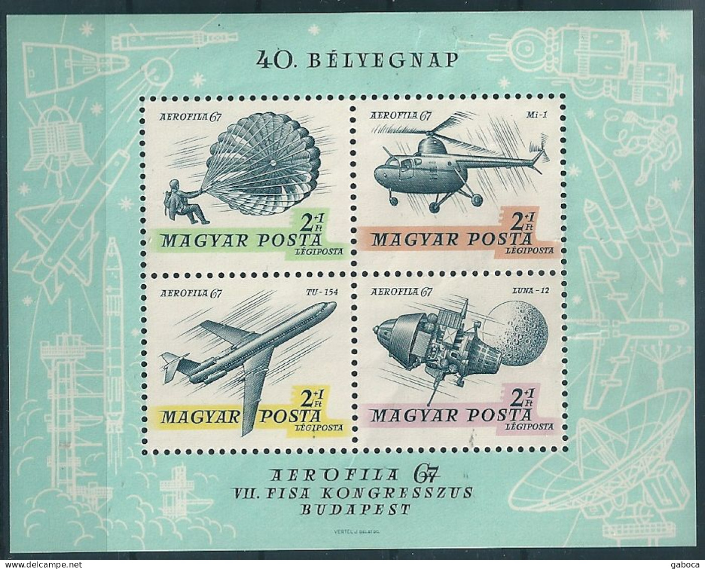 B0566e Hungary Philately Stamps Day Space Transport Sport S/S MNH - Paracaidismo