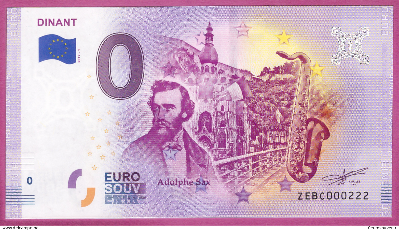 0-Euro ZEBC 2019-1 # 222 ! DINANT - ADOLPHE SAX - Essais Privés / Non-officiels