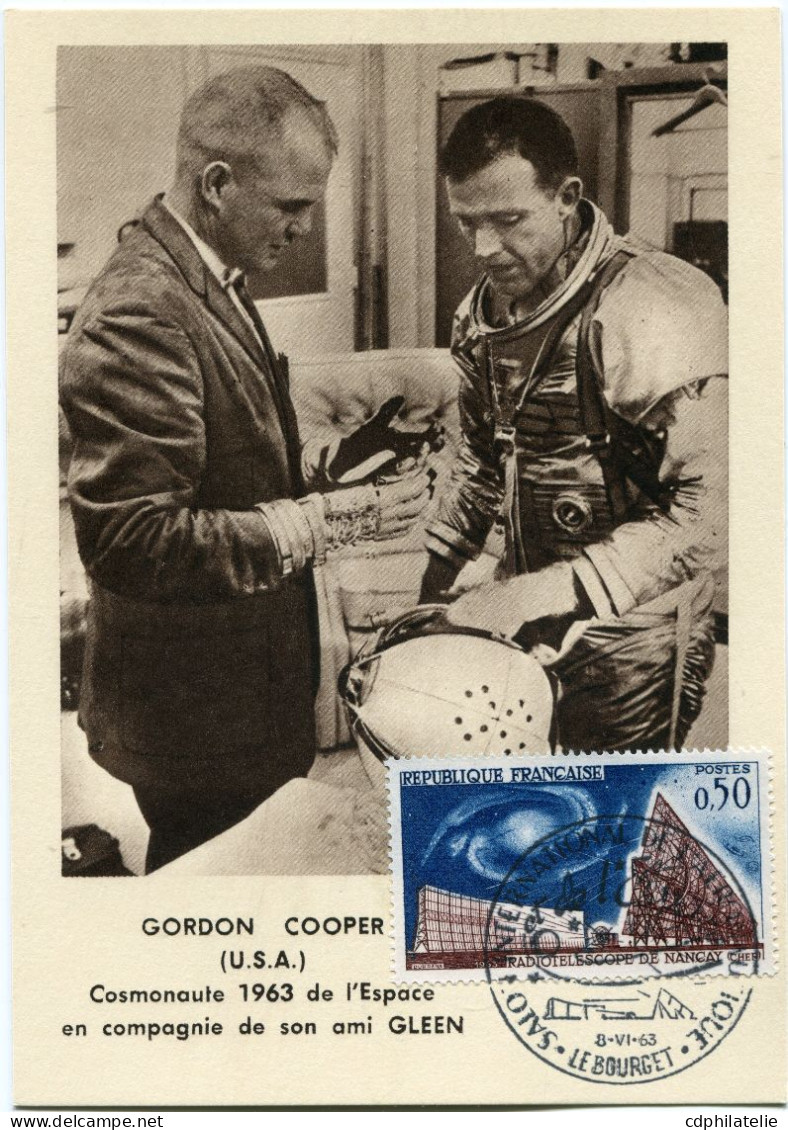 CARTE POSTALE PHILATELIQUE GORDON COOPER ( U.S.A. )  COSMONAUTE 1963 DE L'ESPACE EN COMPAGNIE DE SON AMI GLEEN - Europe