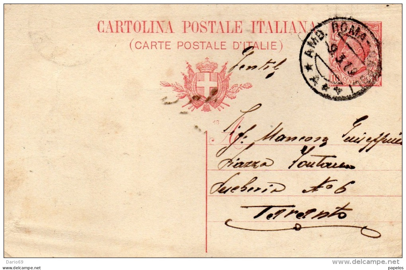 1919   CARTOLINA CON ANNULLO AMBULANTE ROMA - NAPOLI - Ganzsachen