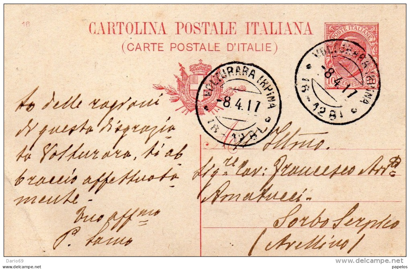 1917  CARTOLINA CON ANNULLO VOLTURARA IRPINA AVELLINO - Entiers Postaux