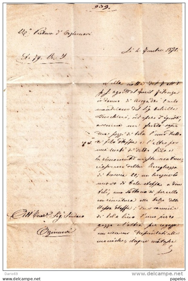1875  LETTERA CON ANNULLO ORZINUOVI BRESCIA - Oficiales