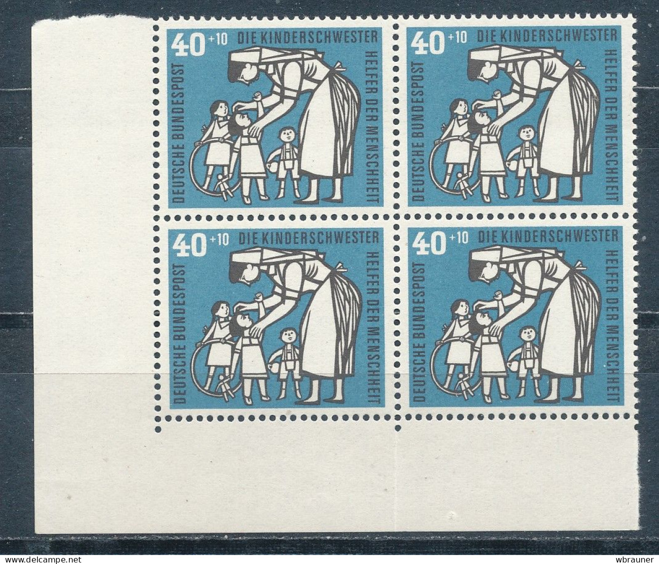 Bund 246 Viererblock Eckrand Links Unten ** Mi. 60,- ++ - Unused Stamps