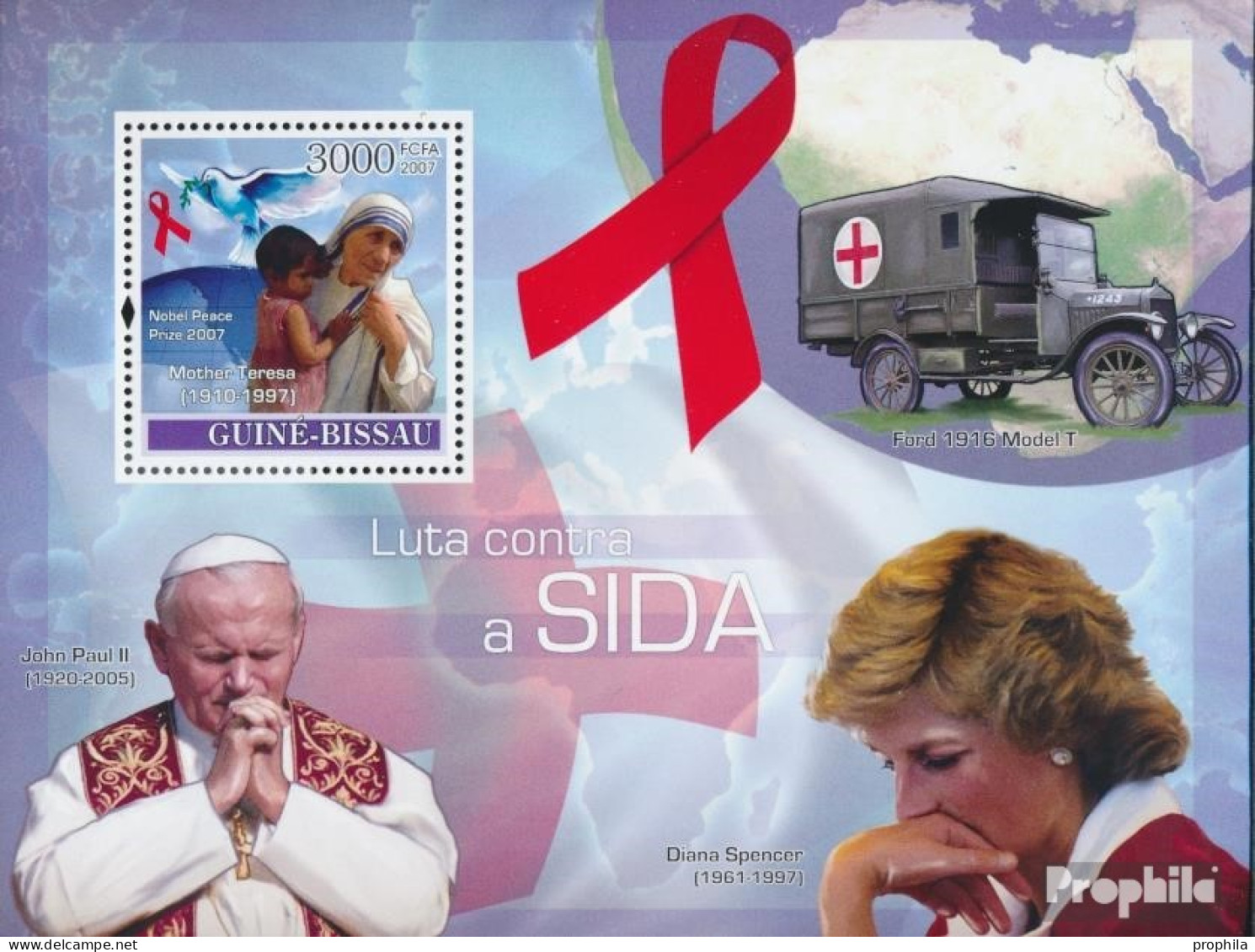 Guinea-Bissau Block 611 (kompl. Ausgabe) Postfrisch 2007 Kampf Gegen AIDS / Diana Etc. - Guinea-Bissau