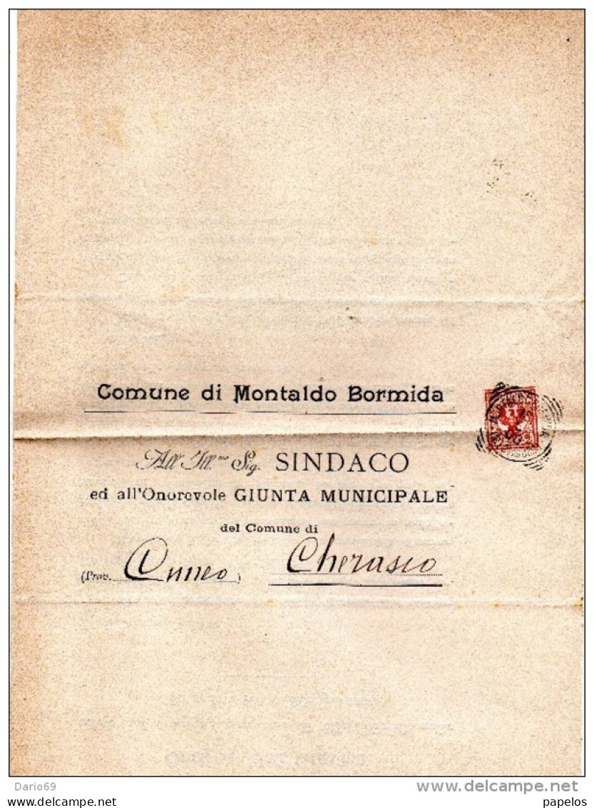 1908 LETTERA CON ANNULLO MONTALDO BORMIDA ALESSANDRIA  CRISI VINICOLA - Marcophilia