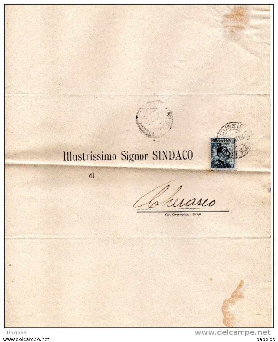 1912  LETTERA CON ANNULLO CUNEO - Marcophilie