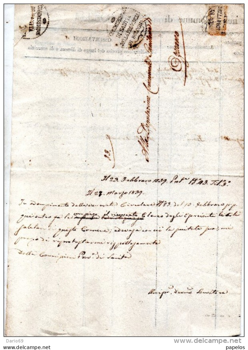 1839 BOLOGNA - COMMISSIONE PROVINCIALE DI SANITÀ - Documents Historiques