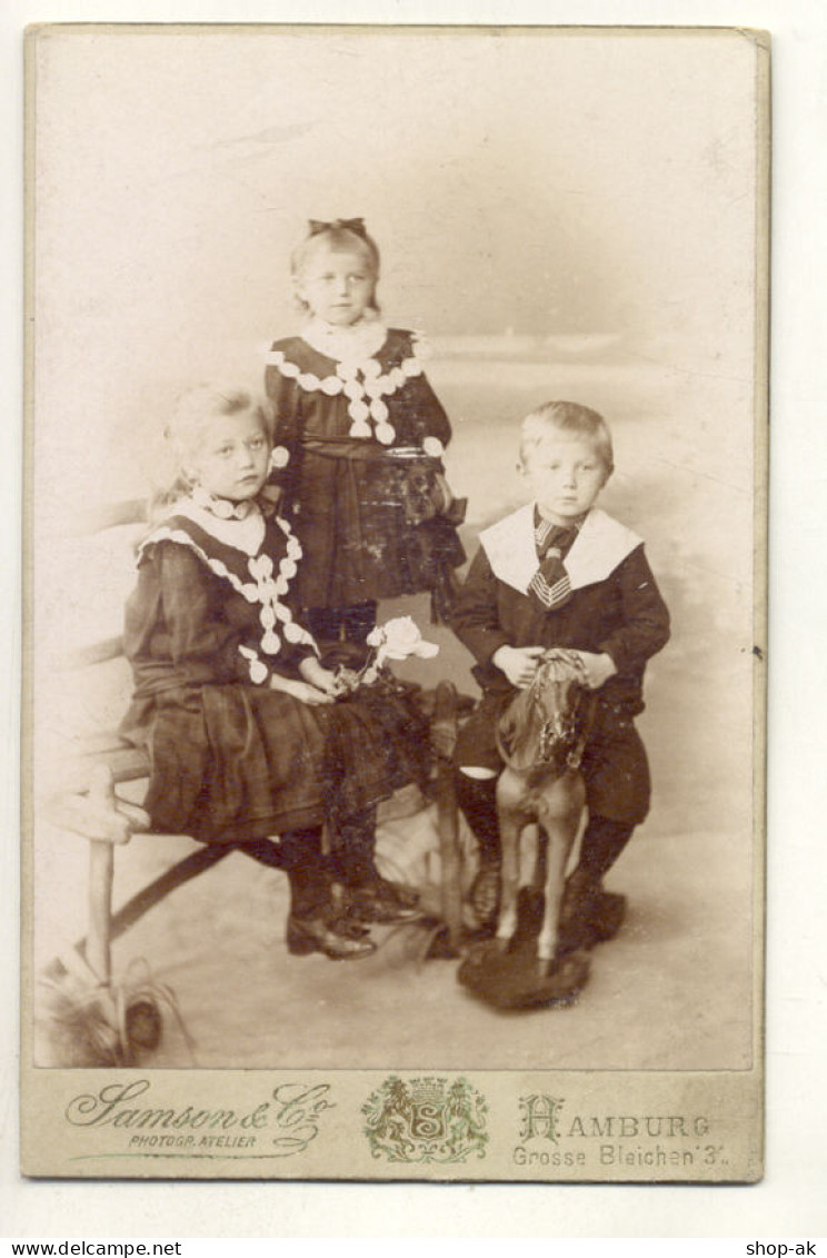 W7G24/ Kabinettfoto Kinder Mit Holzpfern Atelier Samson & Co. Hamburg  Ca.1900 - Other & Unclassified