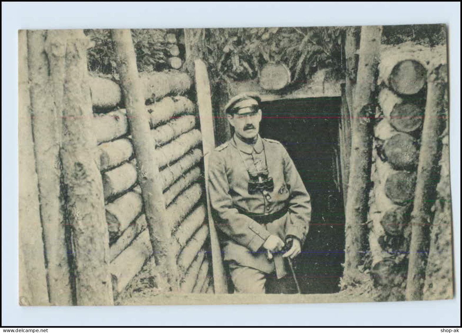 W8M09/ Soldat Im Schützengraben Mit Fernglas 1. Weltkrieg AK Ca.1915 - Guerre 1914-18