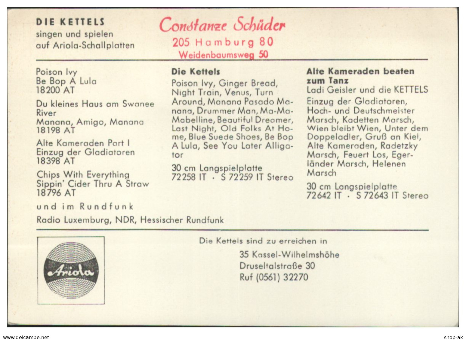Y28866/ Die Kettels Aus Kassel Beat- Popgruppe Autogramme Autogrammkarte 60er  - Autógrafos