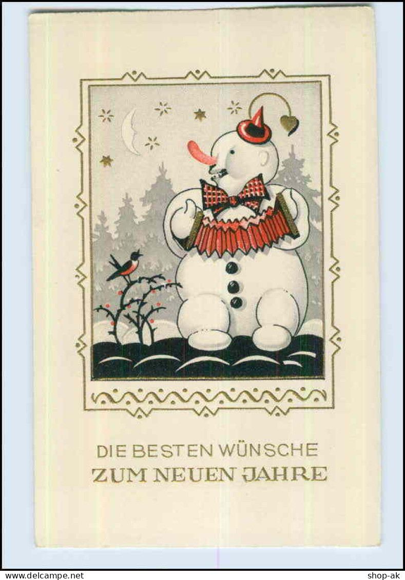 W7Q42/ Neujahr AK Schneemann Schöne Litho AK Ca.1930 - Nouvel An