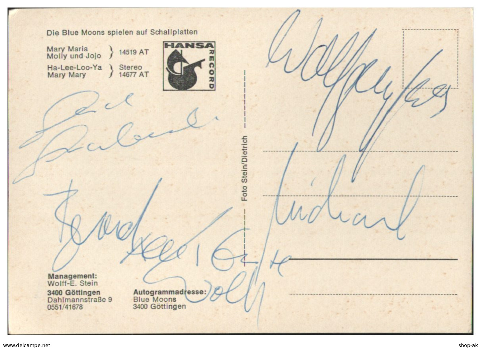 Y28868/ Blue Moons Aus Göttingen Beat- Popgruppe Autogramme Autogrammkarte 1966 - Autógrafos