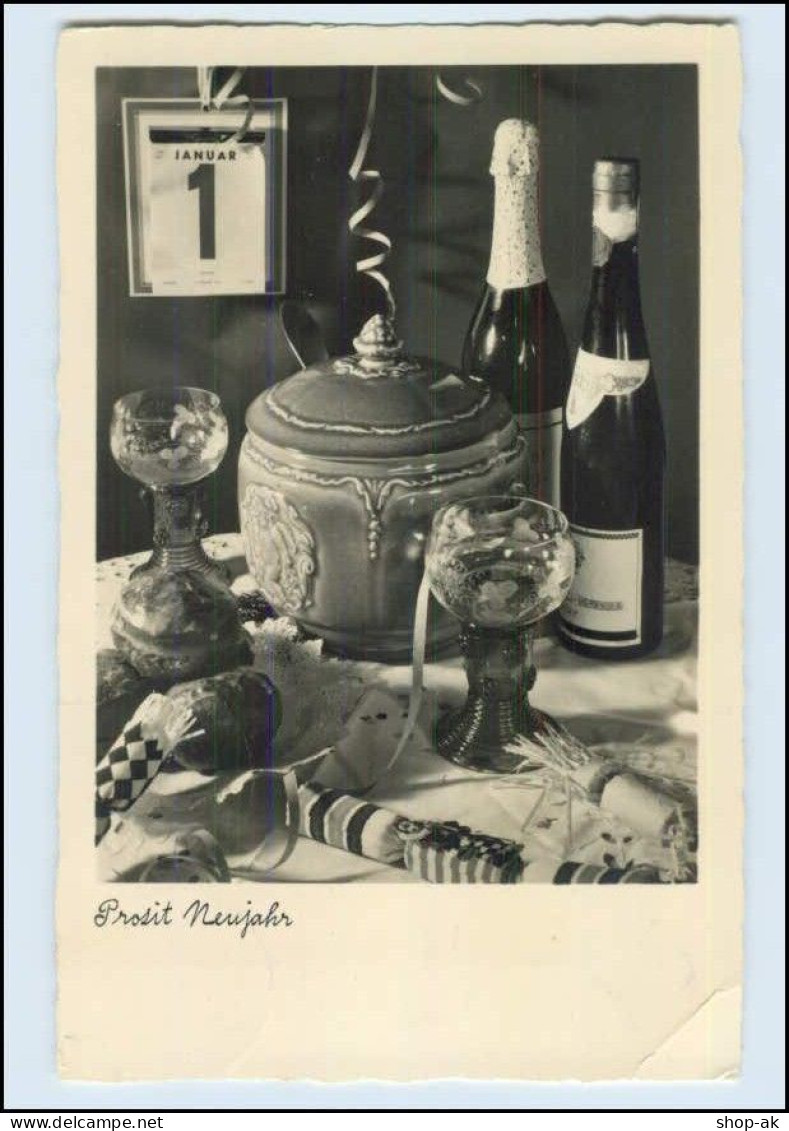 W8Q06/ Neujahr  Bowle Sekt Foto AK 1935 - Neujahr