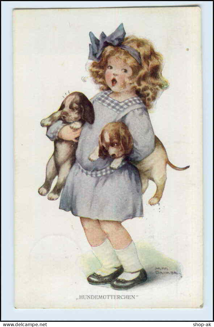W5E72/ Mädchen Mit Hunde Künstler AK 1911 - Hunde