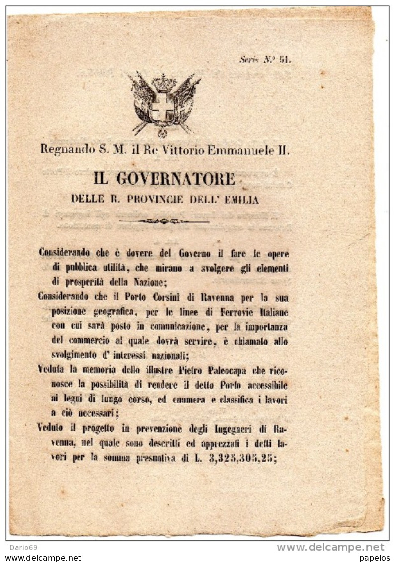 DECRETO  OPERE DI PUBBLICA UTILITÀ  PORTO CORSINI RAVENNA - Decrees & Laws