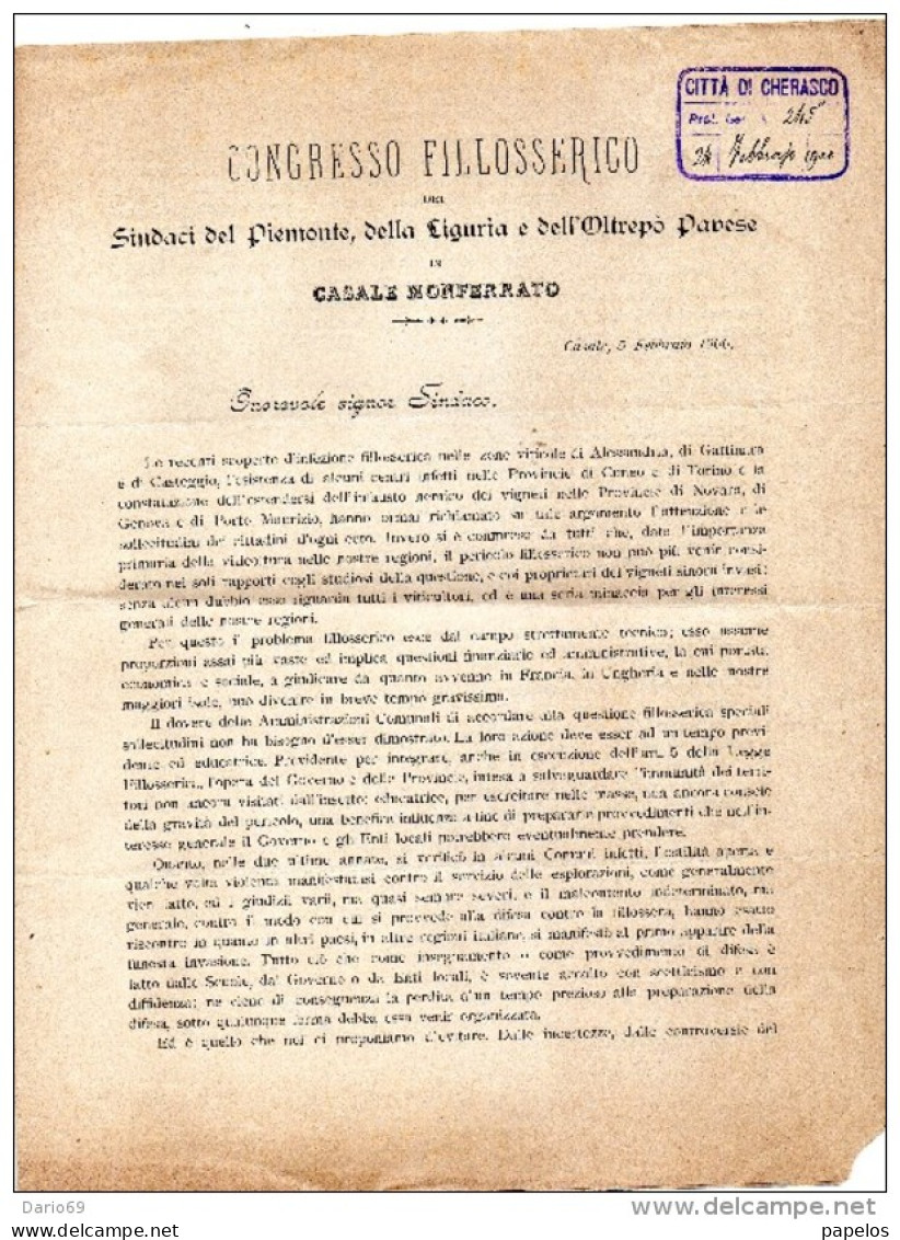 1900 LETTERA CON ANNULLO CASALNFERRATO CONGRESSO FILLOSSERICO - Marcophilia