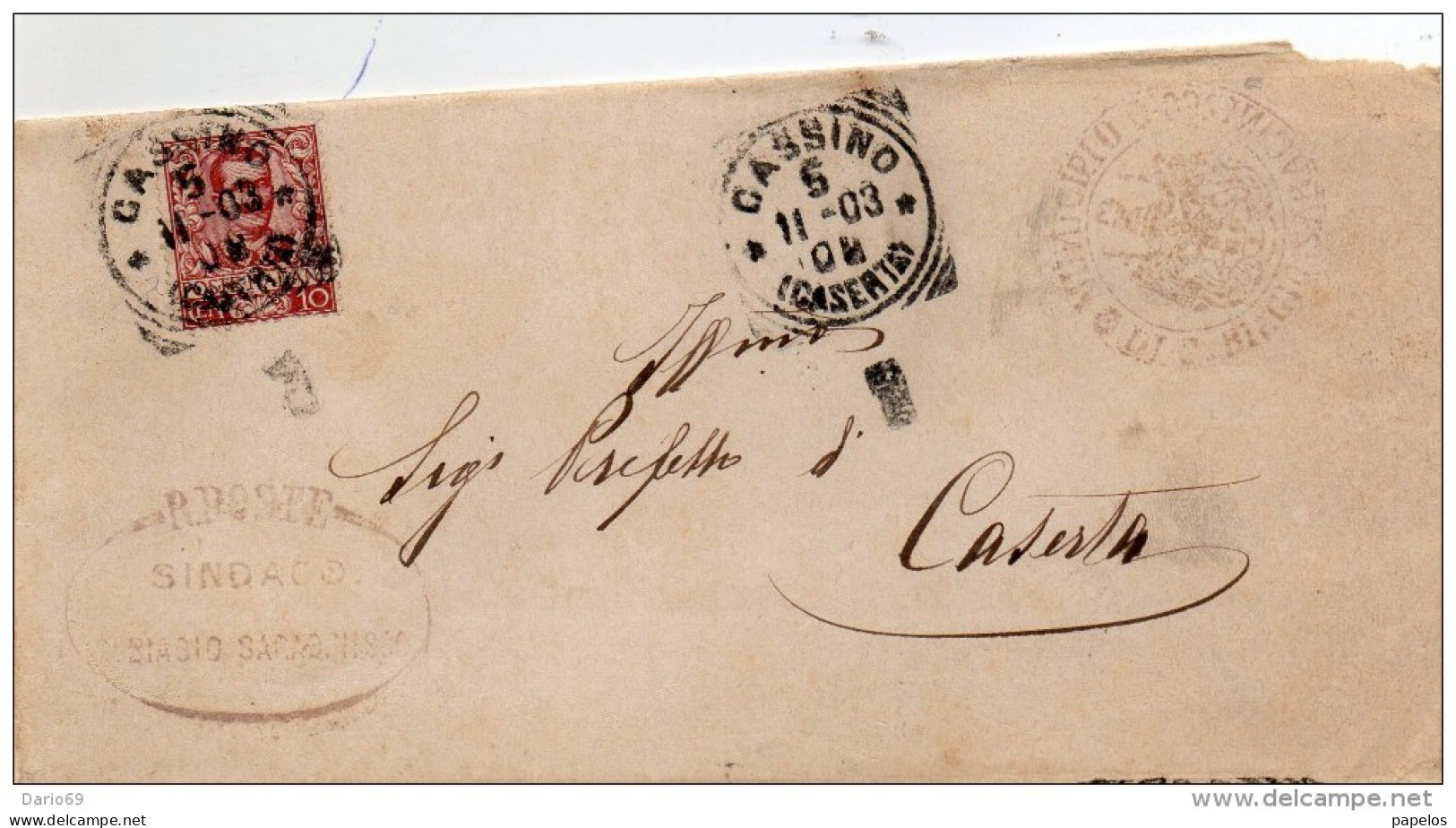 1903 LETTERA CON ANNULLO CASSINO CASERTA - Marcofilie