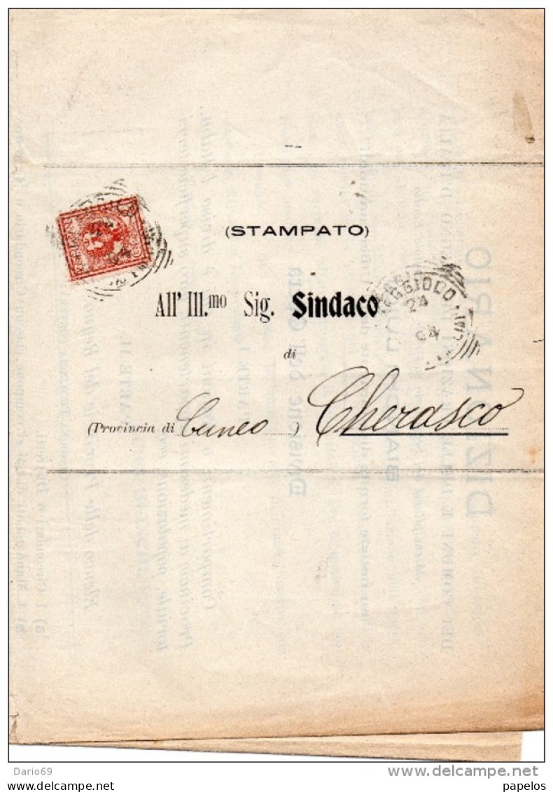 1904 LETTERA CON ANNULLO REGGIOLO - DIZIONARIO DELLE FRAZIONI - Marcophilia