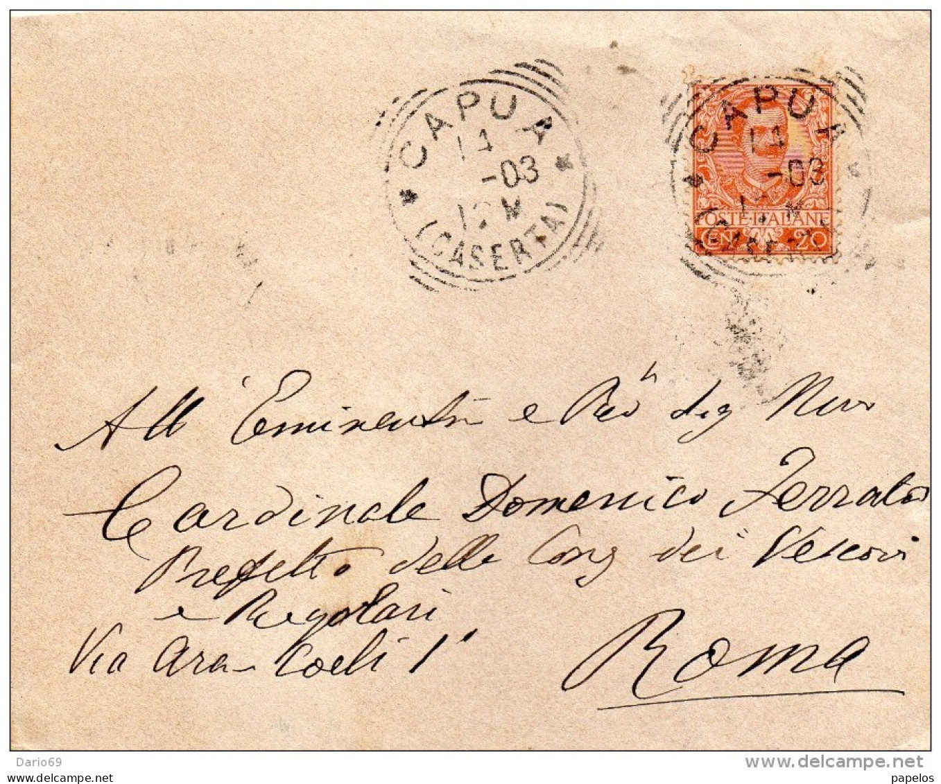 1903  LETTERA  CON ANNULLO CAPUA CASERTA - Storia Postale