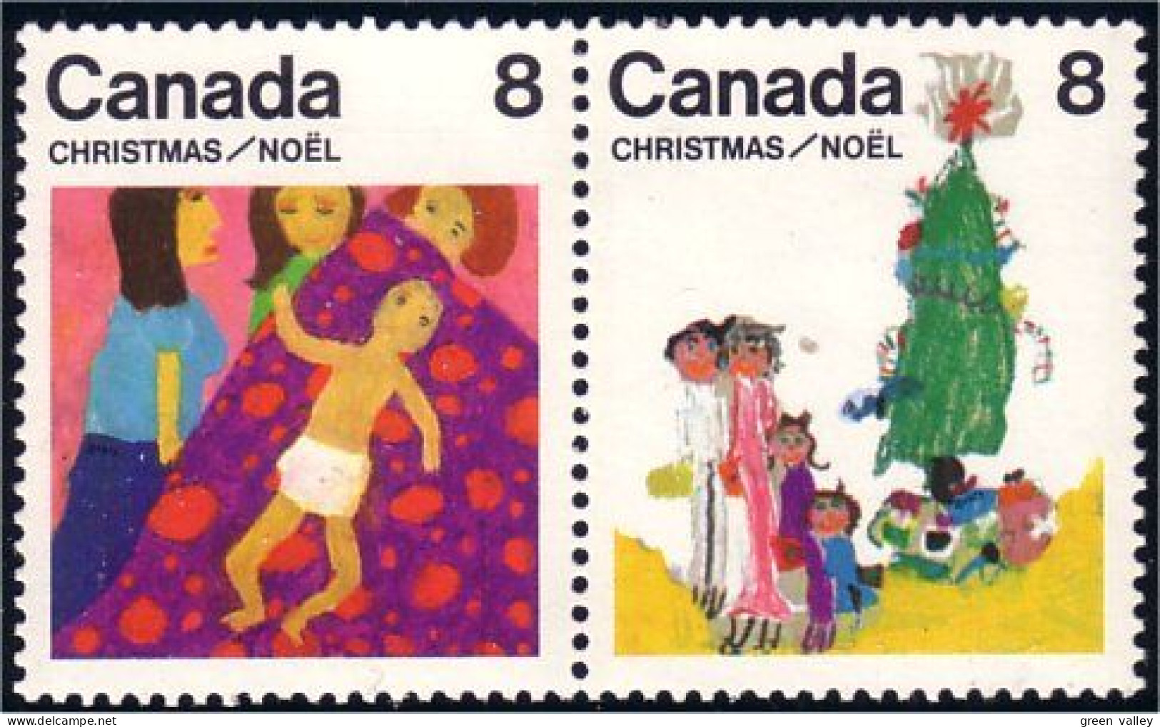 (C06-77ab) Canada Christmas Tree Sapin Noel Enfant Child Se-tenant MNH ** Neuf SC - Christmas