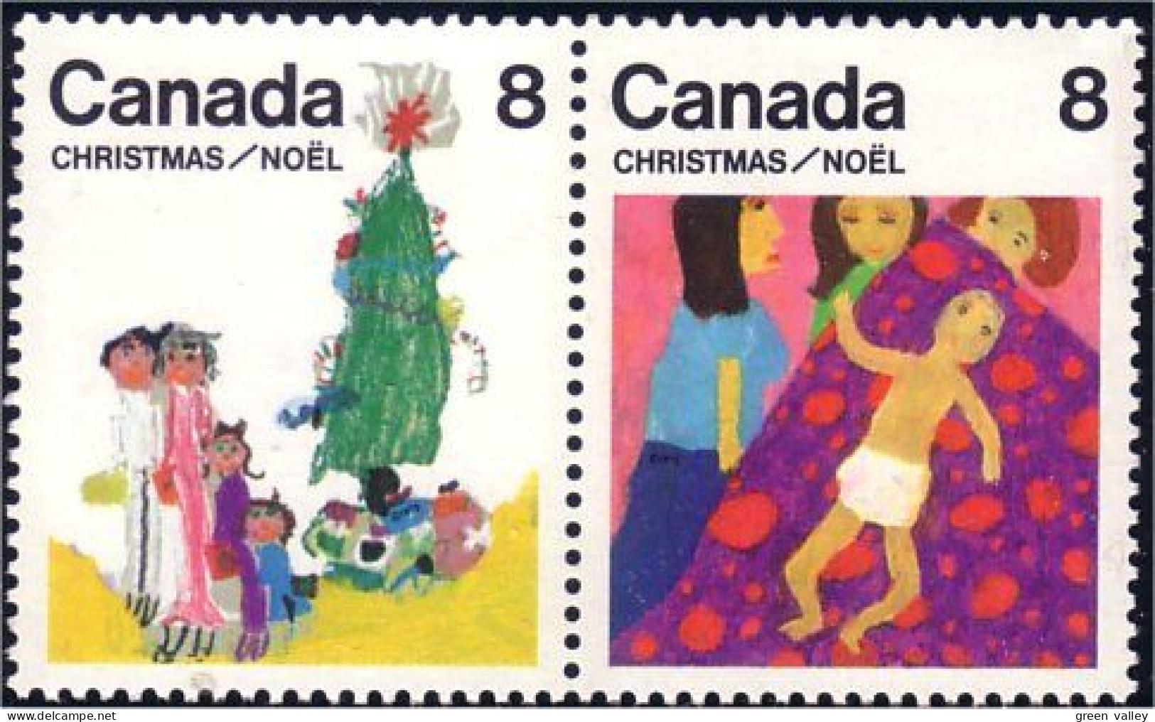 (C06-76aa) Canada Enfant Child Christmas Tree Sapin Noel Se-tenant MNH ** Neuf SC - Ongebruikt