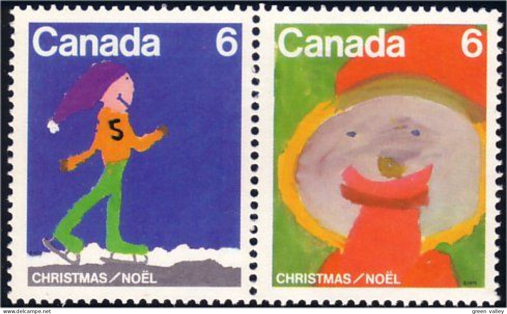(C06-74ab) Canada Pere Noel Santa Claus Patineur Skater Se-tenant MNH ** Neuf SC - Weihnachten