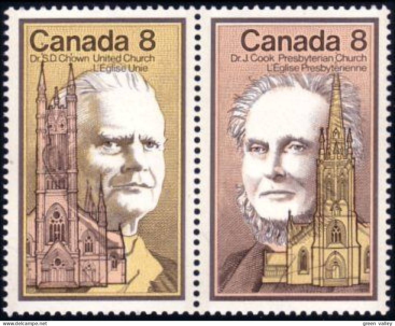 (C06-63ab) Canada John Cook Presbyterian Church Se-tenant MNH ** Neuf SC - Christianisme