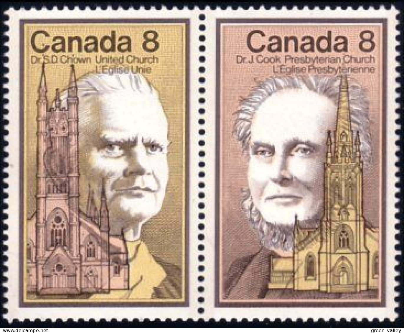 (C06-63ab) Canada John Cook Presbyterian Church Se-tenant MNH ** Neuf SC - Cristianismo