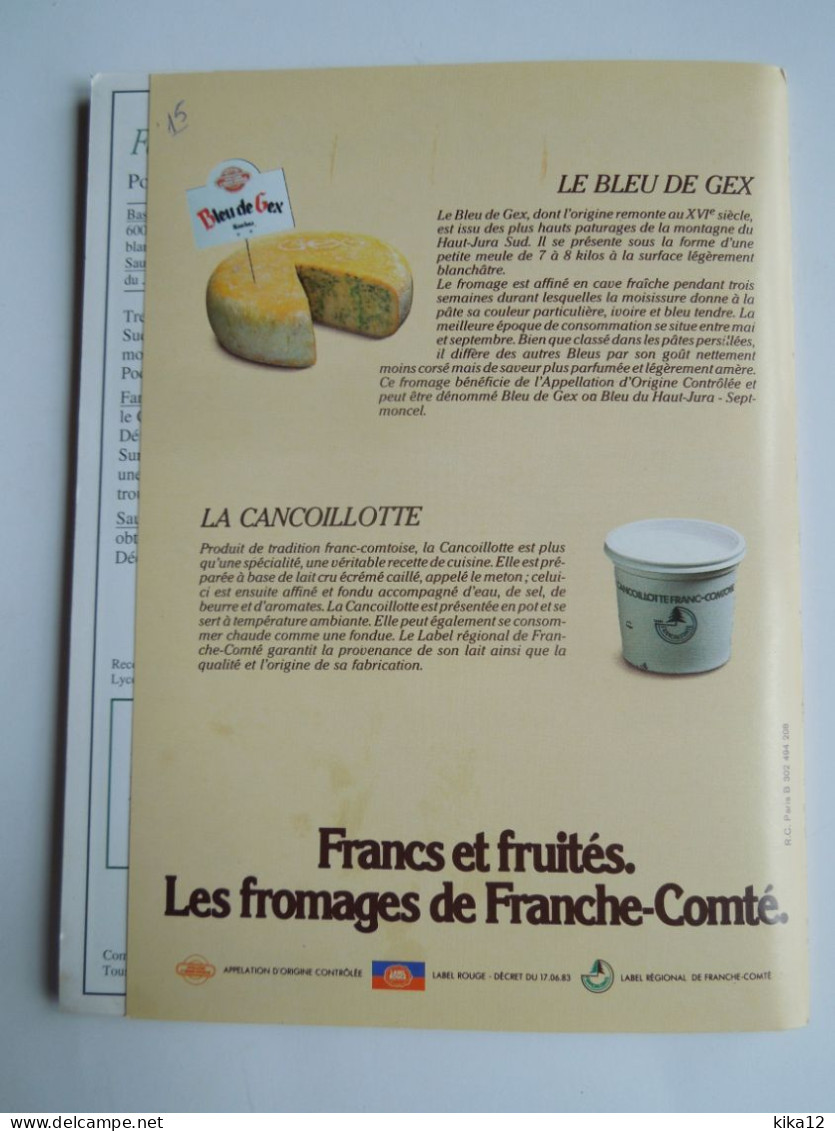 Recettes Fromages Franche Comté    CP240165 - Other & Unclassified