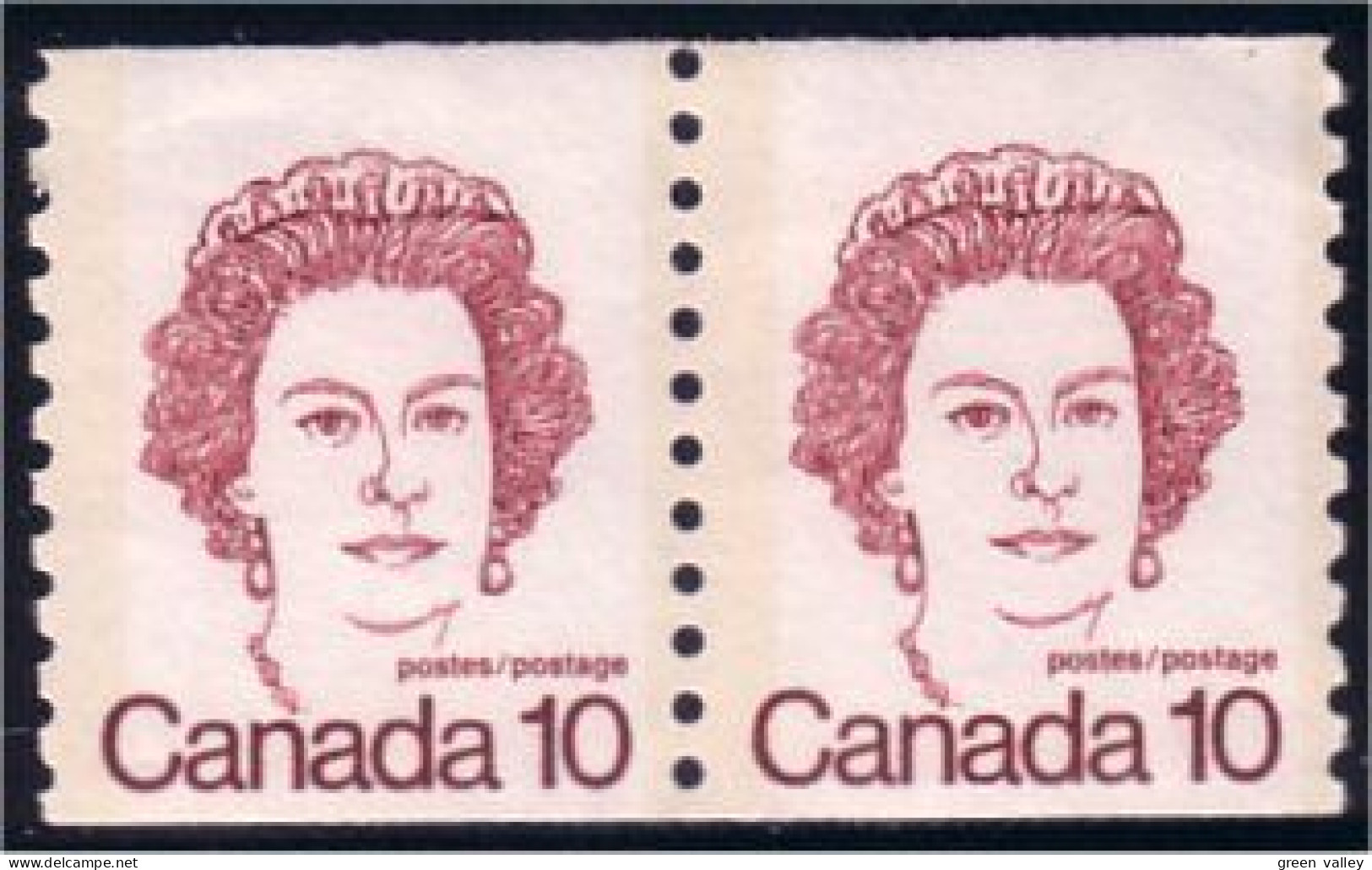 (C06-05pa) Canada Queen Carmine Roulette Coil Pair MNH ** Neuf SC - Neufs