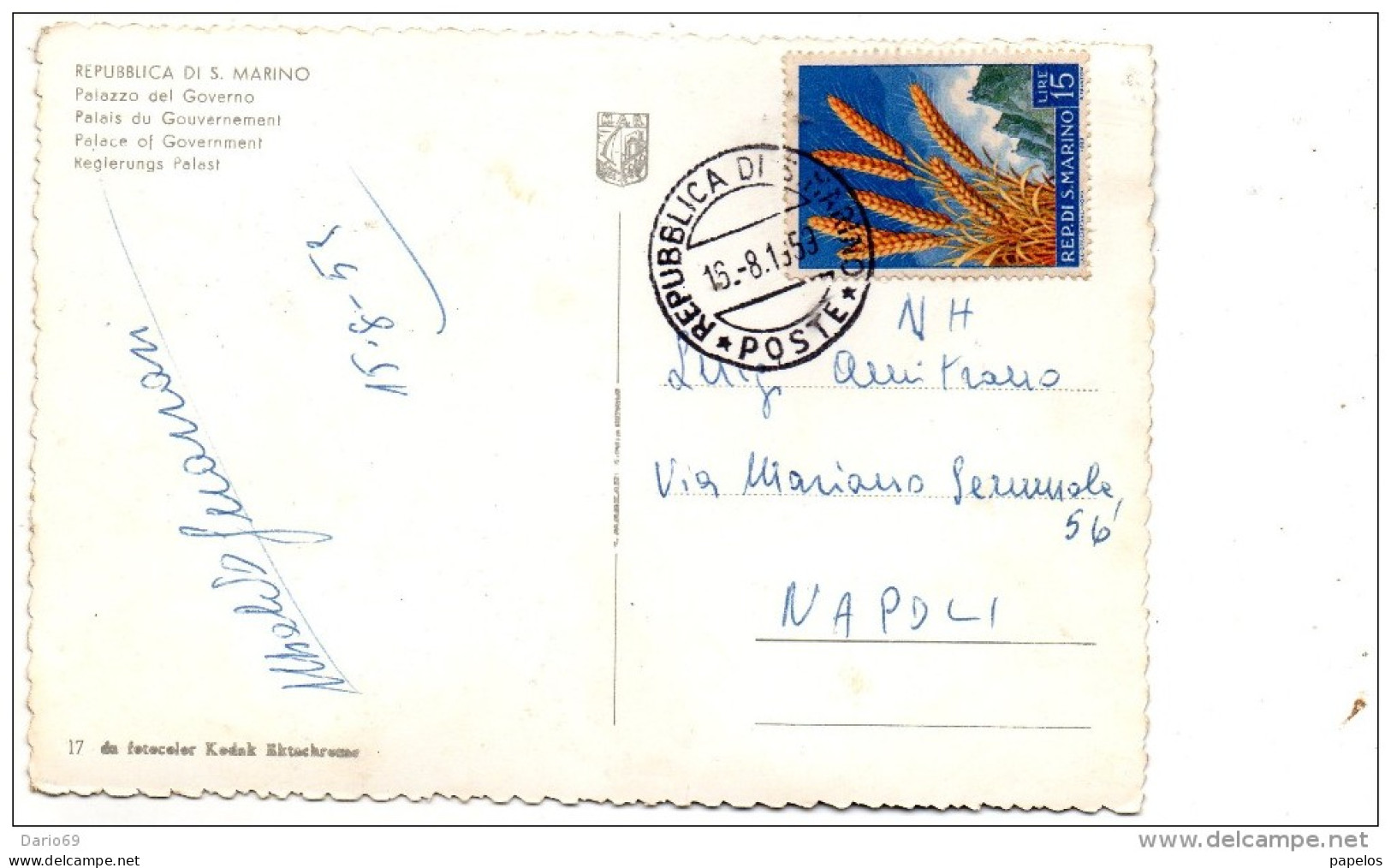 1959 CARTOLINA CON ANNULLO SAN MARINO - Storia Postale