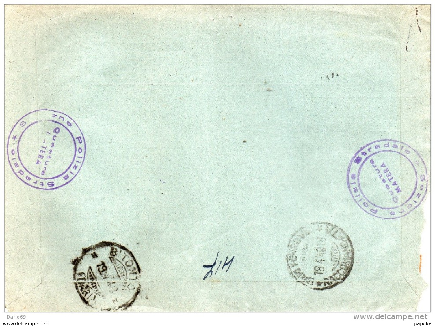 1949  LETTERA RACCOMANDATA CON ANNULLO   MATERA +  BITONTO BARI - Segnatasse