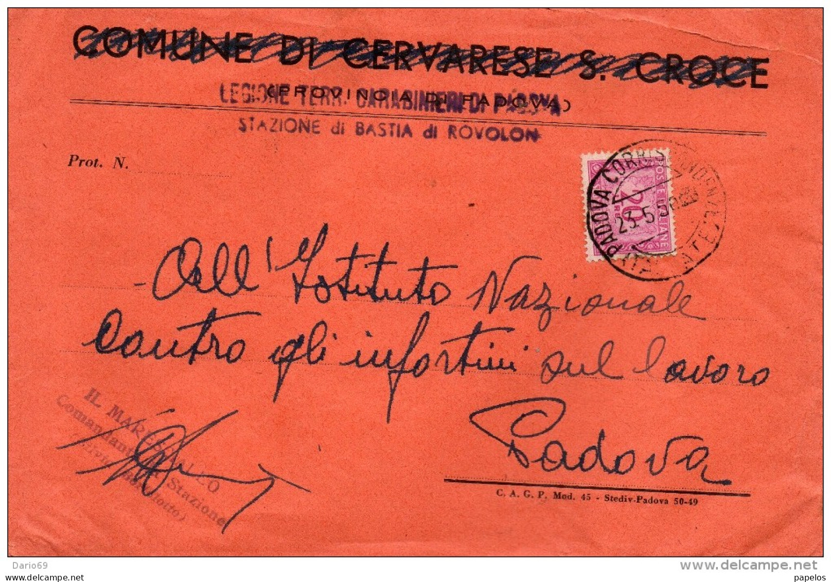 1950   LETTERA CON ANNULLO   PADOVA - Impuestos