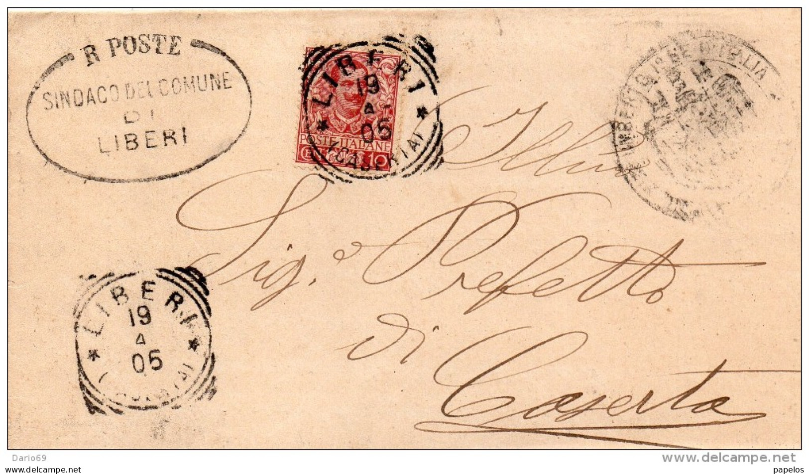 1905  LETTERA CON ANNULLO LIBERI CASERTA - Poststempel