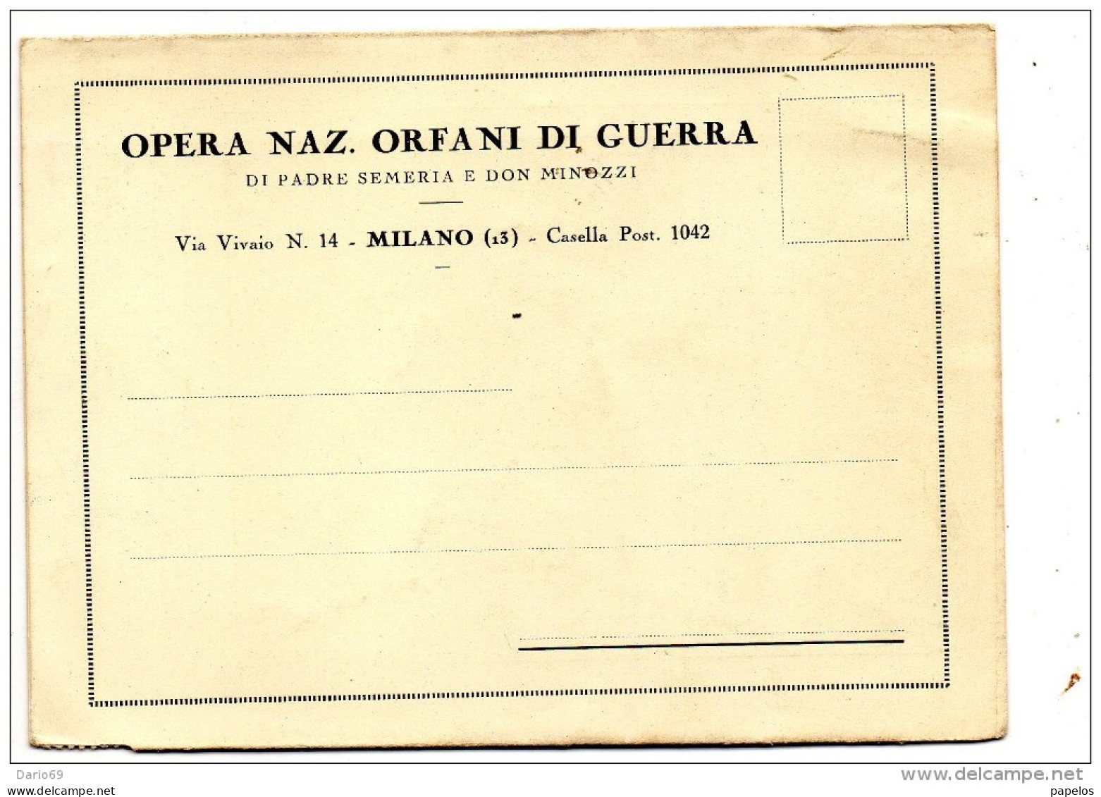 OPERA NAZIONALE ORFANI DI GUERRA - Historische Dokumente