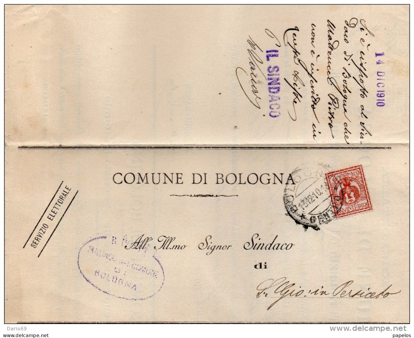 1910 LETTERA CON ANNULLO BOLOGNA - Storia Postale